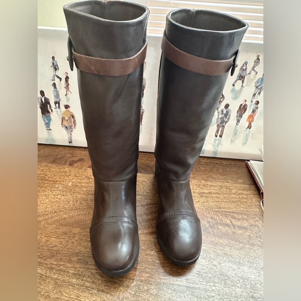LILIMIL Brown Below the Knee Leather Boots size 38 Made in Italy nwt